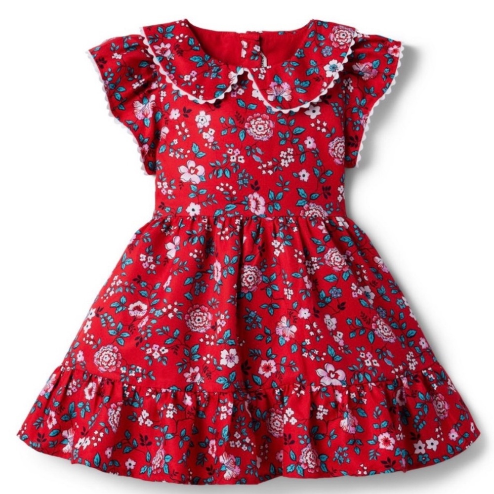 Janie and Jack Very Cherry Floral Flutter Sleeve Dress